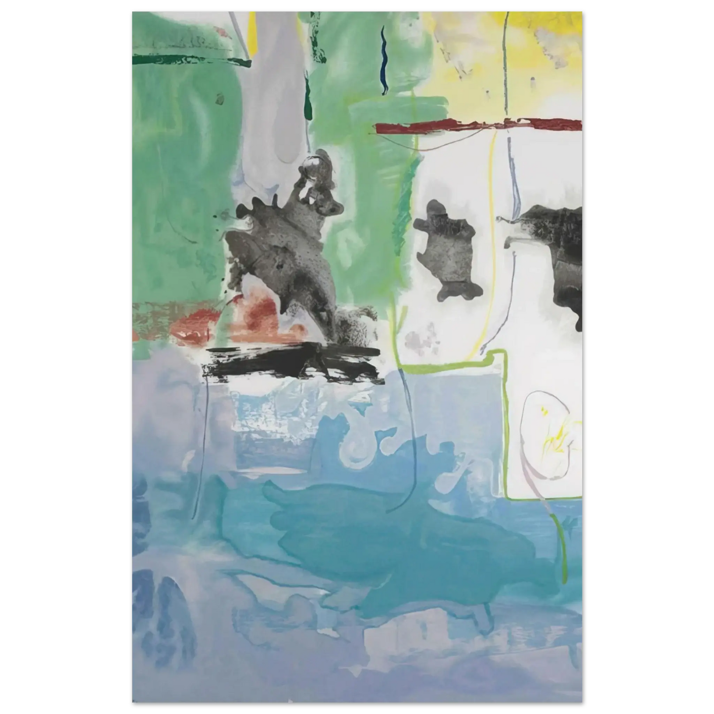 Helen Frankenthaler - West Wind - 1997 Wall art - 40x50 cm / 16x20 Inches - Premium Wooden Framed Poster With Fine Art Paper - White frame