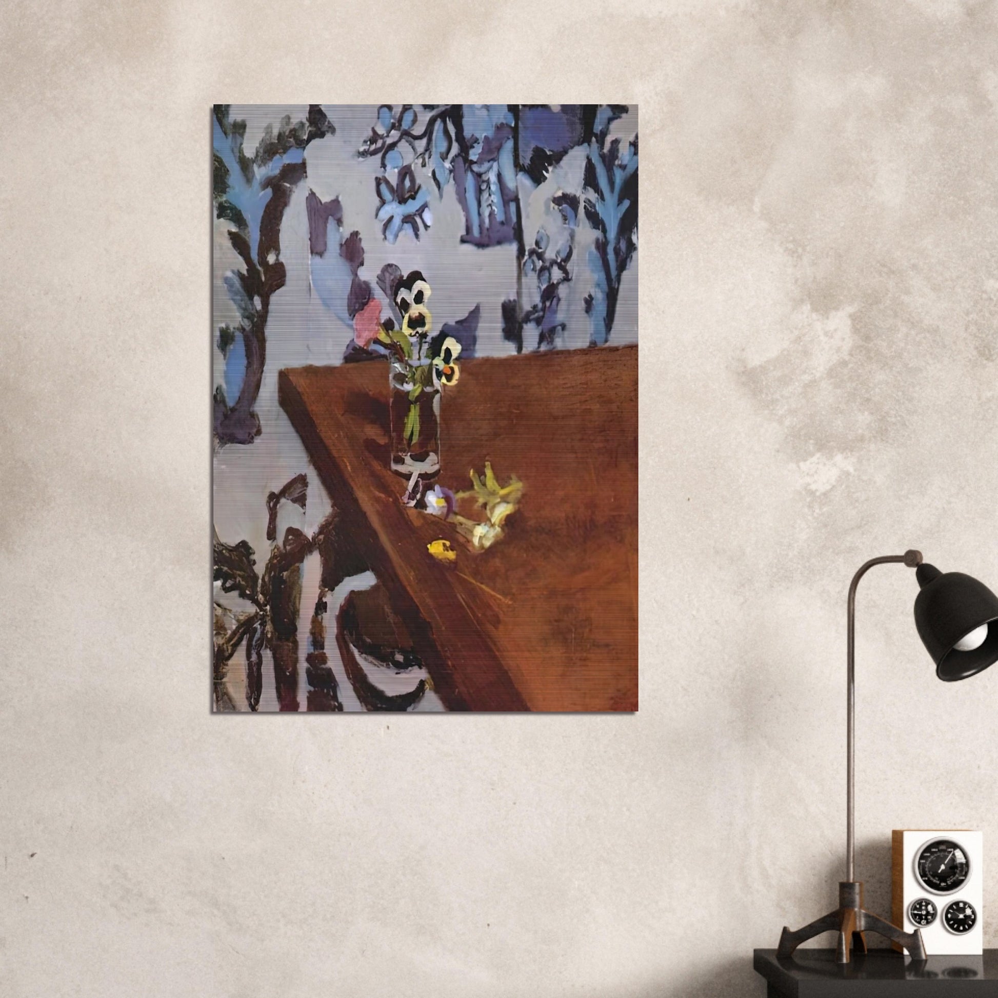 PANSIES ON A TABLE 1919 - Henri Matisse Brushed Aluminum Print - 70x100 cm / 28x40 inches | Henri Matisse Aluminum Print | Henri Matisse Prints