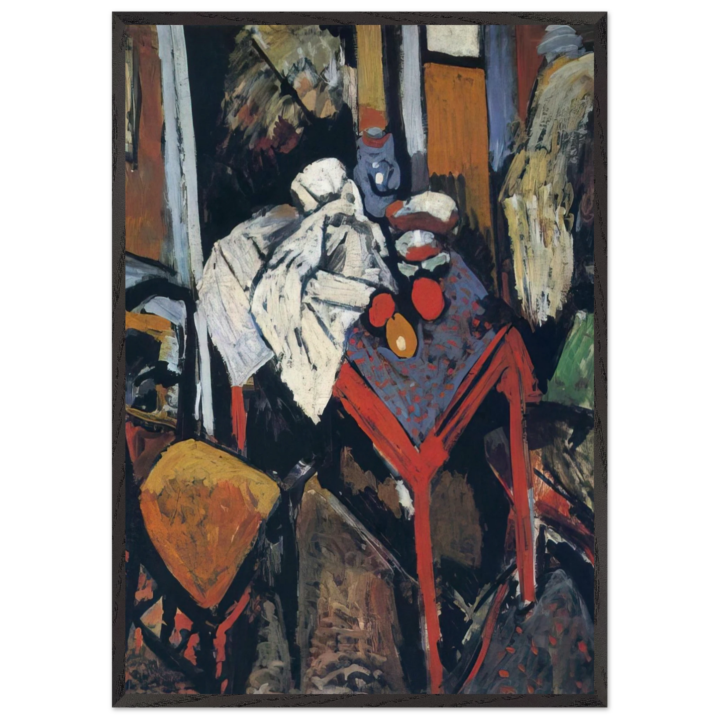 STILL LIFE ON THE RED TABLE 1904 - Andre Derain 70x100 cm / 28x40 inches Framed Art Print – Black Wooden Frame