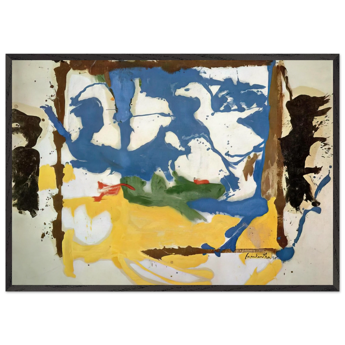 Swan Lake 2 - 1961 - Helen Frankenthaler 70x100 cm / 28x40 inches Framed Art Print – Black Wooden Frame