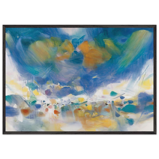 LE VOILE DES ILLUSIONS 2007 - Chu teh Chun 70x100 cm / 28x40 inches Framed Art Print – Black Wooden Frame