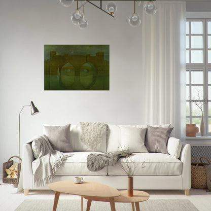 UNTITLED BRIDGE WITH REFLECTIONS SKETCH FOR A DUAL IMAGE PICTURE UNFINISHED - Salvador Dali Brushed Aluminum Print - 70x100 cm / 28x40 inches | Salvador Dali Aluminum Print | Salvador Dali Prints