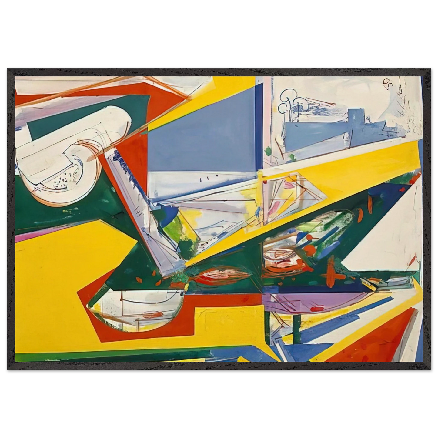 The Window - Hans Hofmann 70x100 cm / 28x40 inches Framed Art Print – Black Wooden Frame