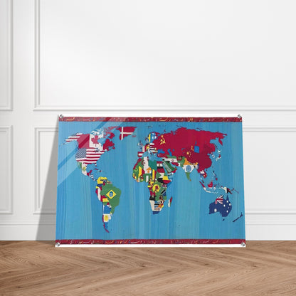 MAPPA DEL MONDO 1988 - Alighiero Boetti Acrylic Print - 70x100 cm / 28x40″ inches | Alighiero Boetti Wall Art | Alighiero Boetti Prints