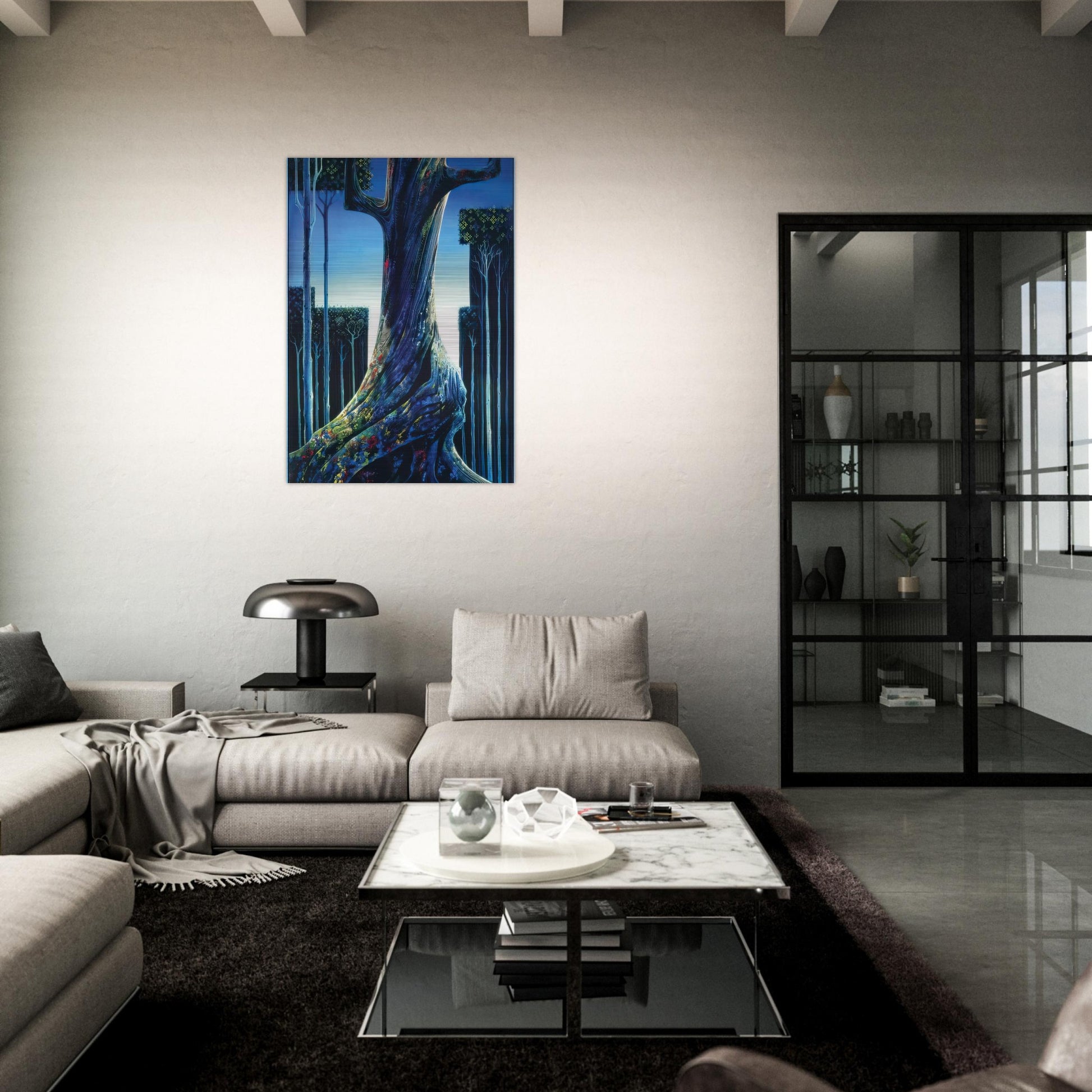 Medieval Forest - Eyvind Earle Brushed Aluminum Print - 70x100 cm / 28x40 inches | Eyvind Earle Aluminum Print | Eyvind Earle Prints