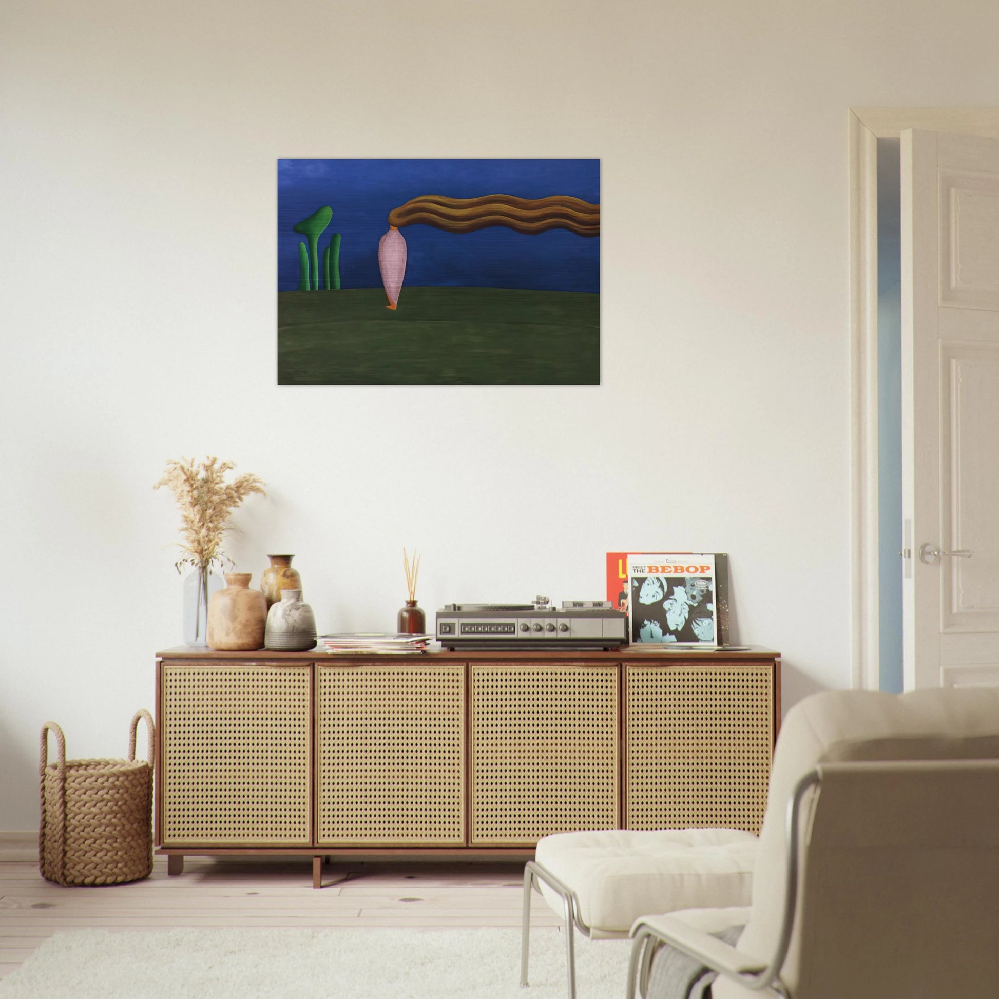 Composition Lonely Figure - Tarsila do Amaral Brushed Aluminum Print - 70x100 cm / 28x40 inches | Tarsila do Amaral Aluminum Print | Tarsila do Amaral Prints