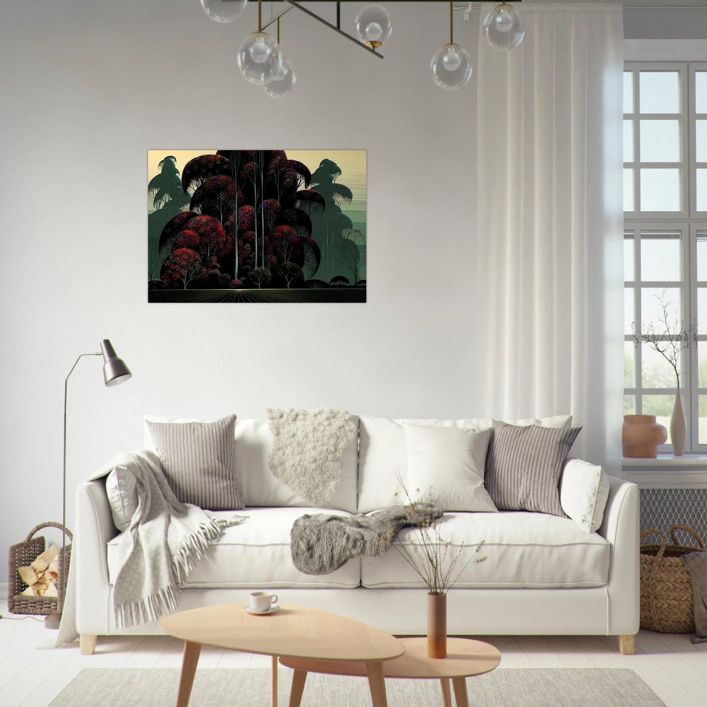 Crimson Autumn - Eyvind Earle Brushed Aluminum Print - 70x100 cm / 28x40 inches | Eyvind Earle Aluminum Print | Eyvind Earle Prints