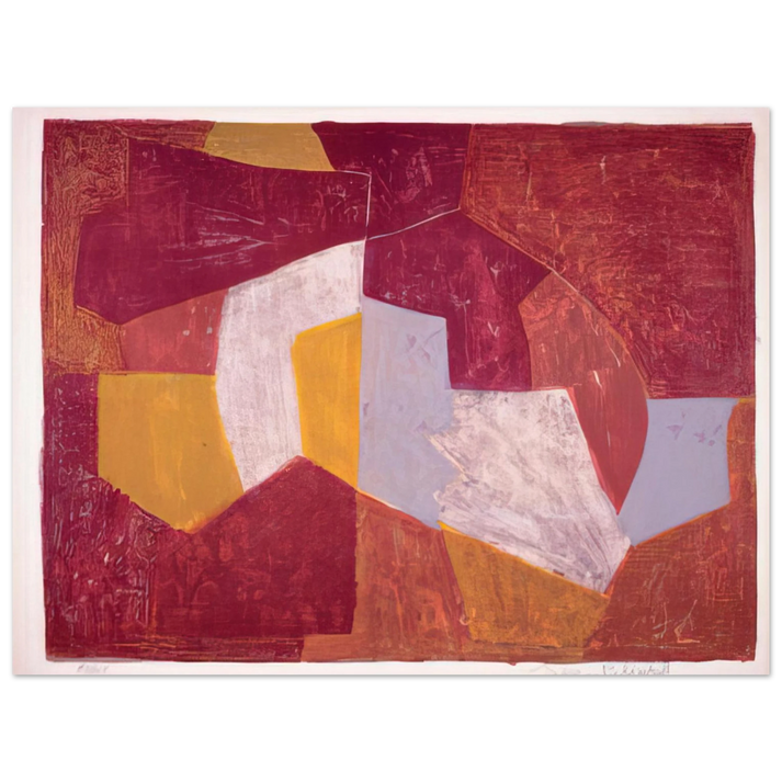 Serge Poliakoff - Composition carmin, brune, jaune et grise - 1956  75x100 cm / 30x40inches Fine Art Poster