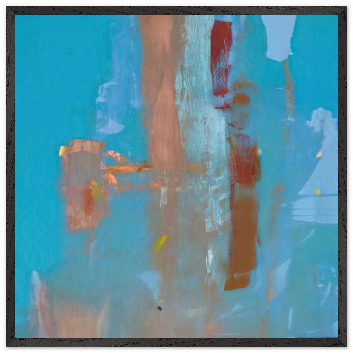 Helen Frankenthaler - In on Blue - 1976 Wall art - 27x35 cm / 11x14 inches - Premium Wooden Framed Poster With Fine Art Paper-canvas - Black frame