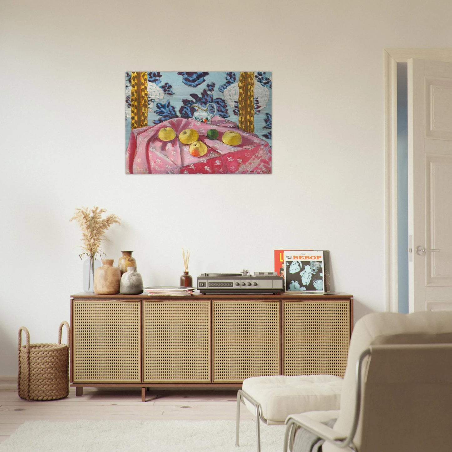 STILL LIFE WITH APPLES ON A PINK TABLECLOTH 1924 - Henri Matisse Brushed Aluminum Print - 70x100 cm / 28x40 inches | Henri Matisse Aluminum Print | Henri Matisse Prints