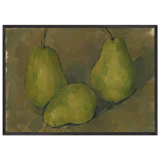 Three Pears - Paul Cezanne 70x100 cm / 28x40 inches Framed Art Print – Black Wooden Frame