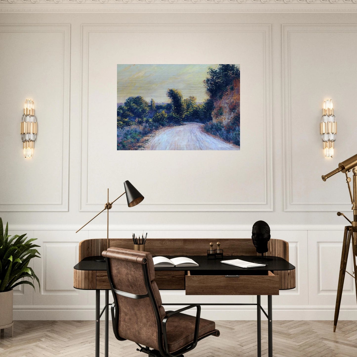 Road near Giverny - claude monet Brushed Aluminum Print - 70x100 cm / 28x40 inches | claude monet Aluminum Print | claude monet Prints