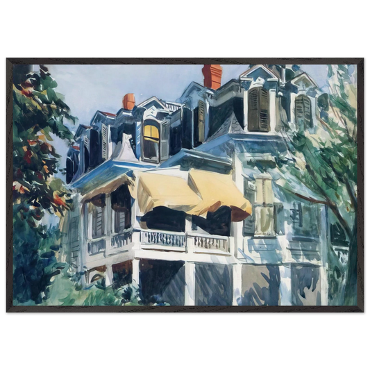 The Mansard Roof - Edward Hopper 70x100 cm / 28x40 inches Framed Art Print – Black Wooden Frame