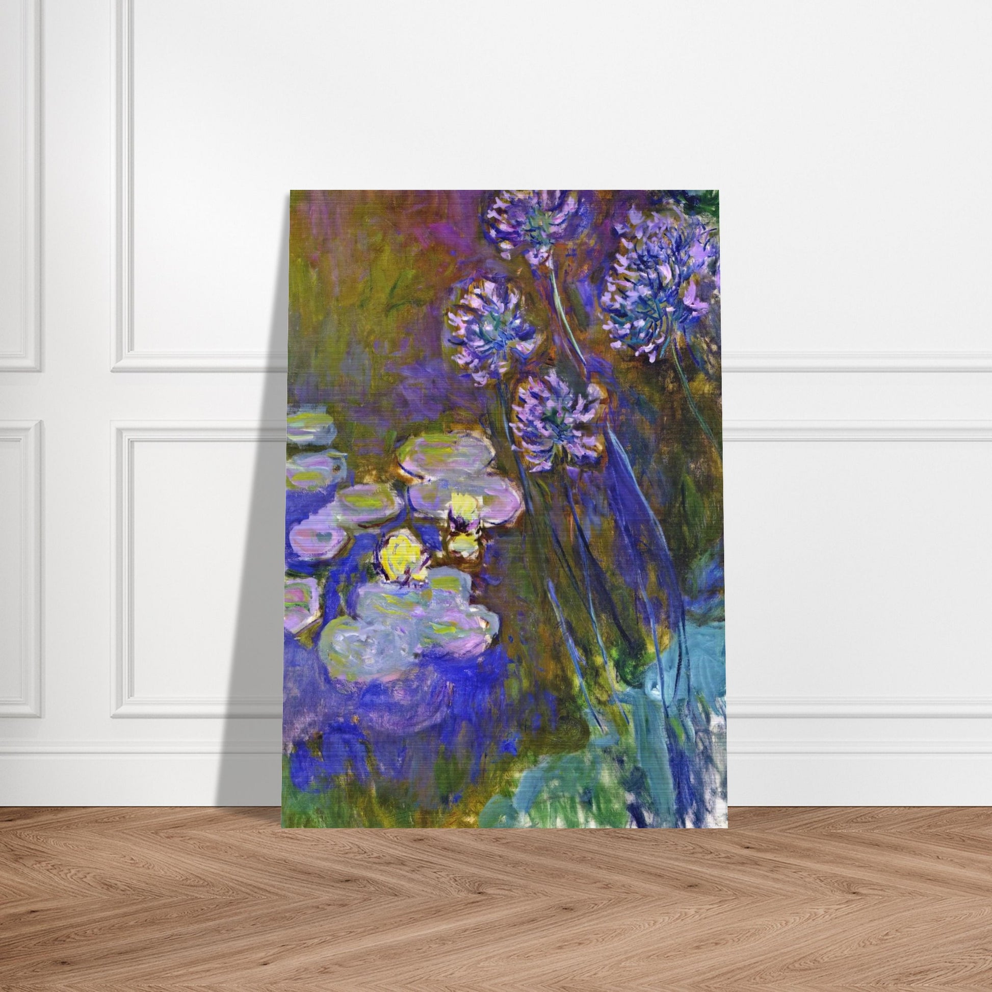 Water Lilies and Agapanthus - claude monet Brushed Aluminum Print - 70x100 cm / 28x40 inches | claude monet Aluminum Print | claude monet Prints