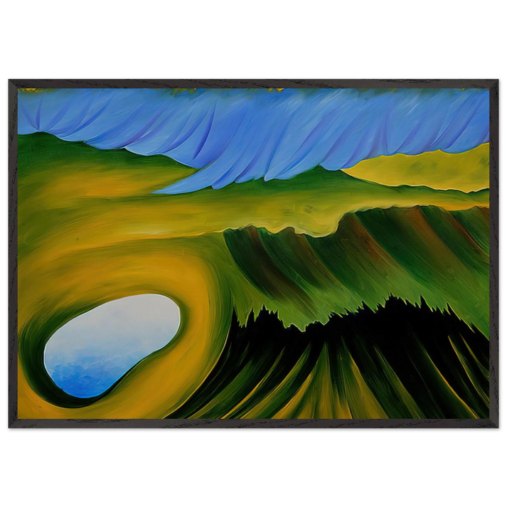 Mountains and Lake - Georgia OKeeffe 70x100 cm / 28x40 inches Framed Art Print – Black Wooden Frame