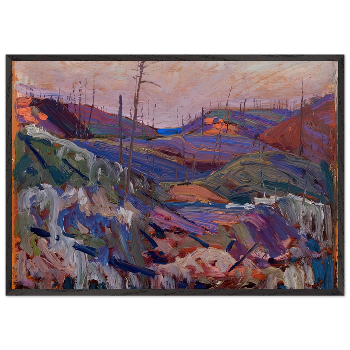 FIRE SWEPT HILLS 1915 - Tom Thomson 70x100 cm / 28x40 inches Framed Art Print – Black Wooden Frame