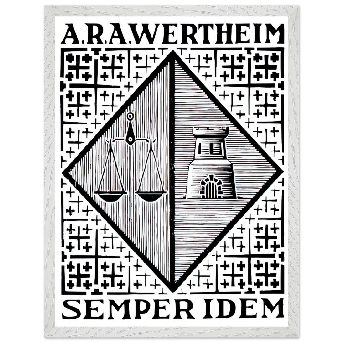 MC Escher - BOOKPLATE A R A WERTHEIM Wall Art - 21x29.7 cm / 8x12" - Premium Wooden Framed Poster With Fine Art Paper-canvas - White frame