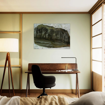 VIEW OF PUBOL - Salvador Dali Brushed Aluminum Print - 70x100 cm / 28x40 inches | Salvador Dali Aluminum Print | Salvador Dali Prints