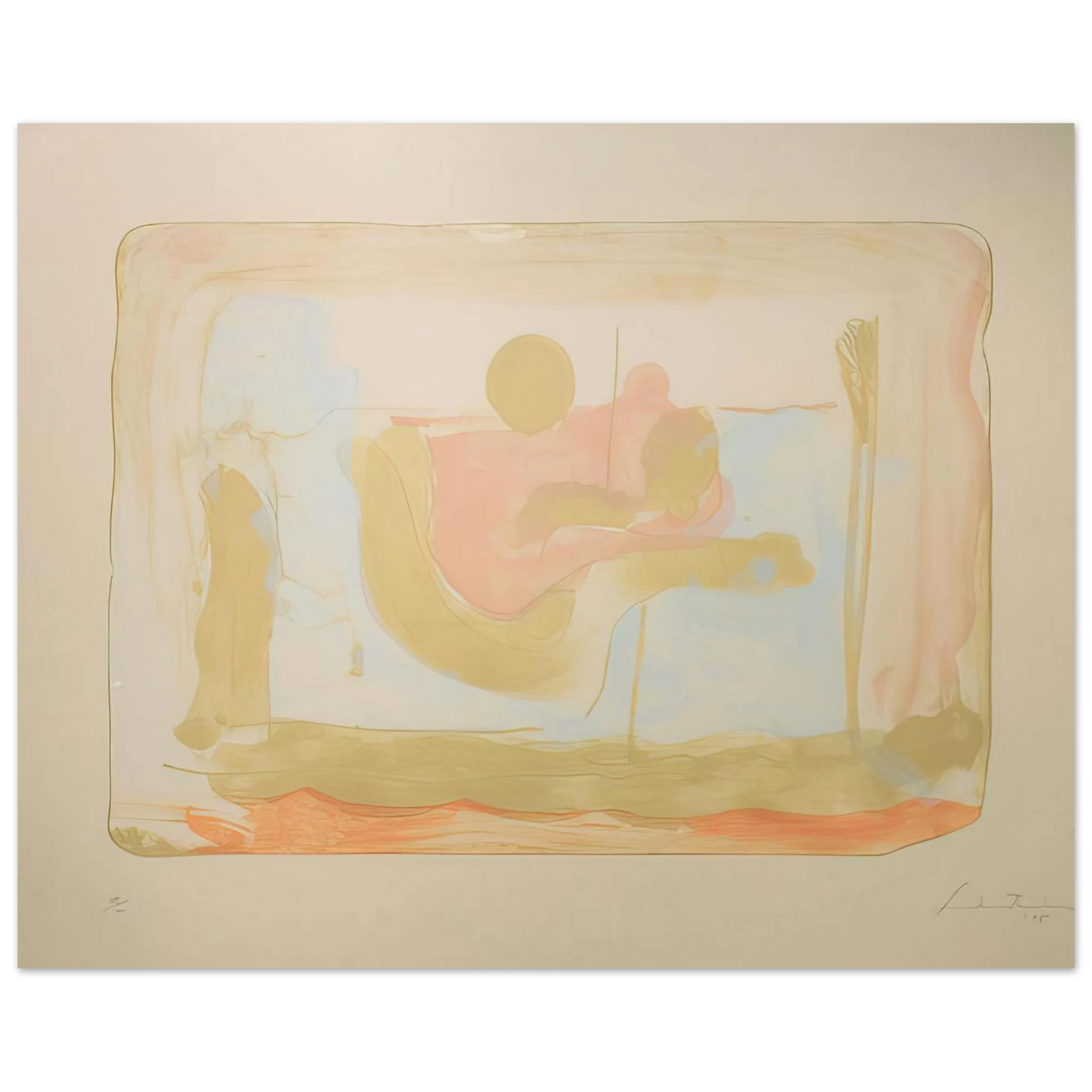 Helen Frankenthaler - Reflections I - 1995 Wall art - 30x45 cm / 12x18 inches - Premium Wooden Framed Poster With Fine Art Paper-canvas - Black frame