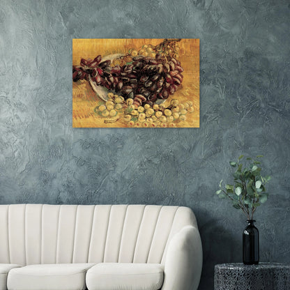 Still Life with Grapes - Vincent van Gogh Brushed Aluminum Print - 70x100 cm / 28x40 inches | Vincent van Gogh Aluminum Print | Vincent van Gogh Prints