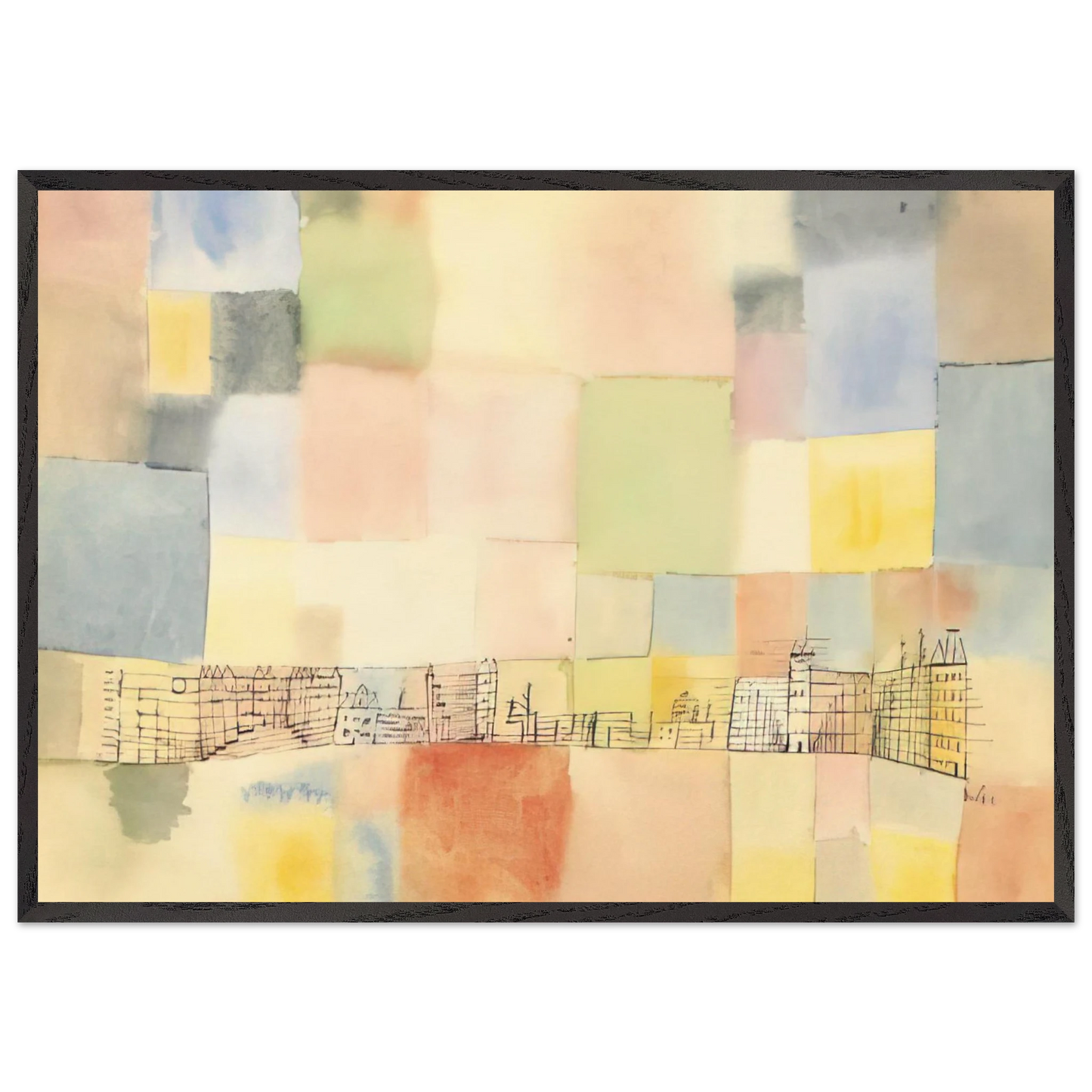 NEUER STADTTEIL IN M 1928 - Paul Klee 70x100 cm / 28x40 inches Framed Art Print – Black Wooden Frame