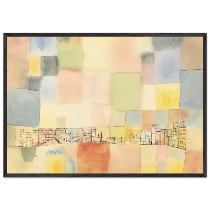 NEUER STADTTEIL IN M 1928 - Paul Klee 70x100 cm / 28x40 inches Framed Art Print – Black Wooden Frame