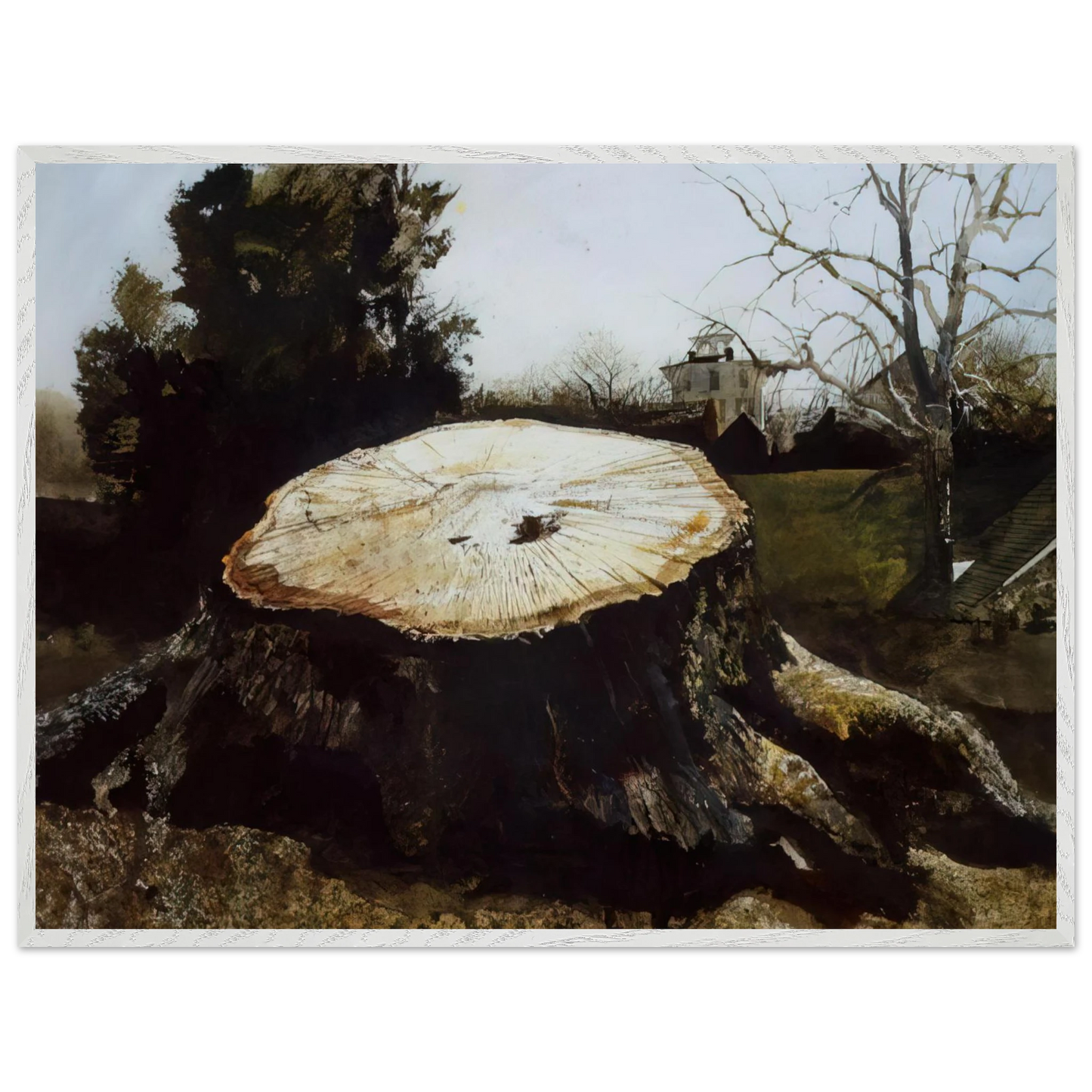 Andrew Wyeth - THE BIG OAK Wall Art - 30x40 cm / 12x16 inches - Premium Wooden Framed Poster With Fine Art Paper-canvas - Black frame