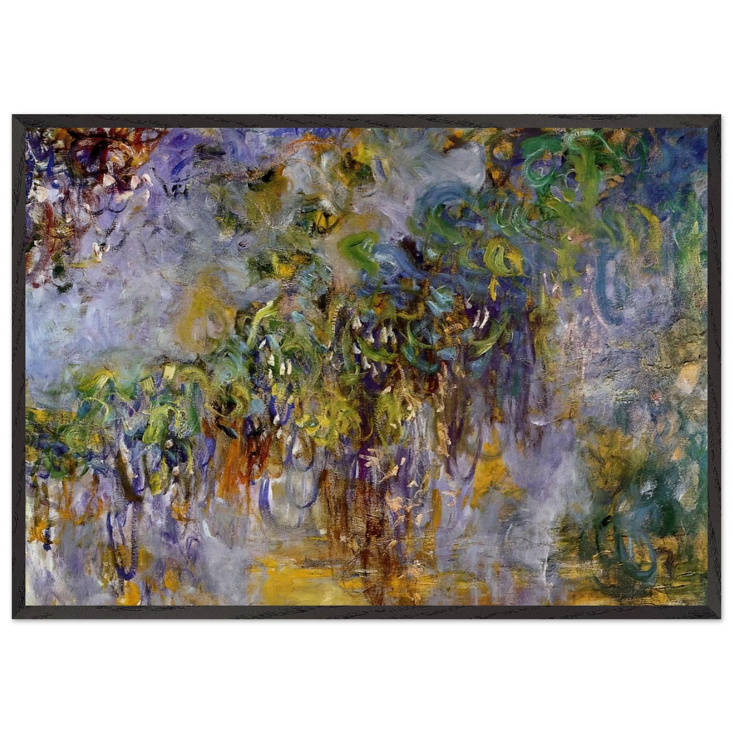 Wisteria right half - claude monet 70x100 cm / 28x40 inches Framed Art Print – Black Wooden Frame