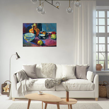 DISHES AND FRUIT ON A RED AND BLACK CARPET 1901 - Henri Matisse Brushed Aluminum Print - 70x100 cm / 28x40 inches | Henri Matisse Aluminum Print | Henri Matisse Prints