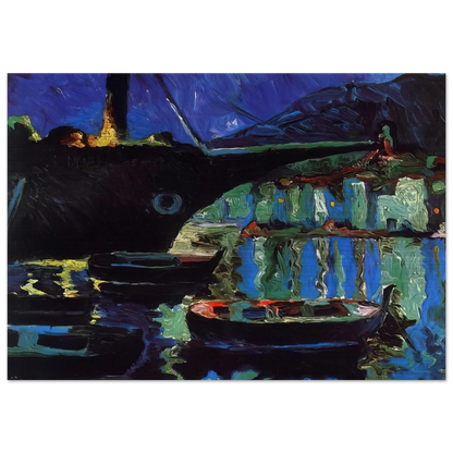 PORT OF CADAQUES NIGHT - Salvador Dali Brushed Aluminum Print - 70x100 cm / 28x40 inches | Salvador Dali Aluminum Print | Salvador Dali Prints