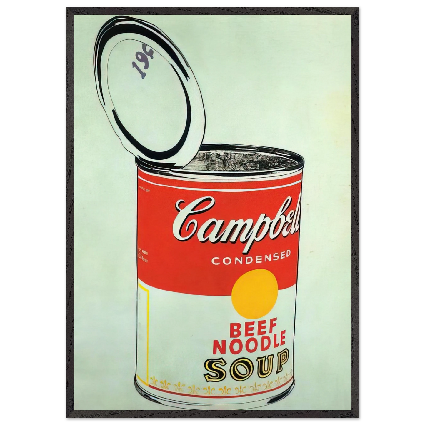 Big Campbells Soup Can 19c  Beef Noodle  - Andy Warhol 70x100 cm / 28x40 inches Framed Art Print – Black Wooden Frame