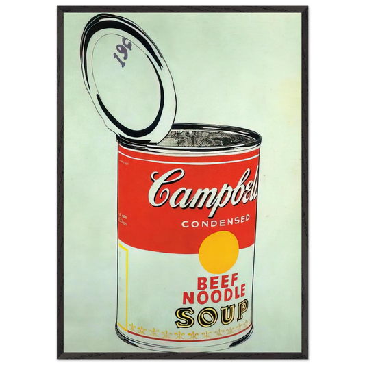 Big Campbells Soup Can 19c  Beef Noodle  - Andy Warhol 70x100 cm / 28x40 inches Framed Art Print – Black Wooden Frame