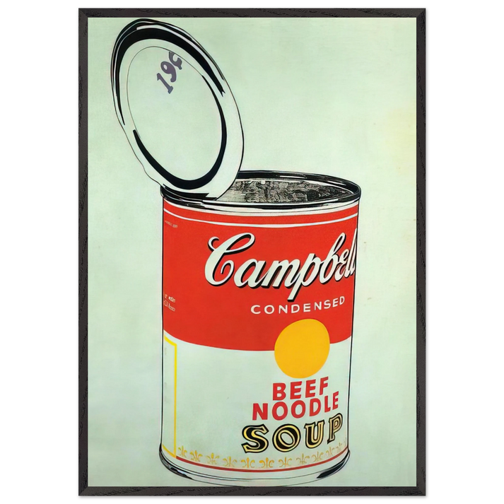 Big Campbells Soup Can 19c  Beef Noodle  - Andy Warhol 70x100 cm / 28x40 inches Framed Art Print – Black Wooden Frame