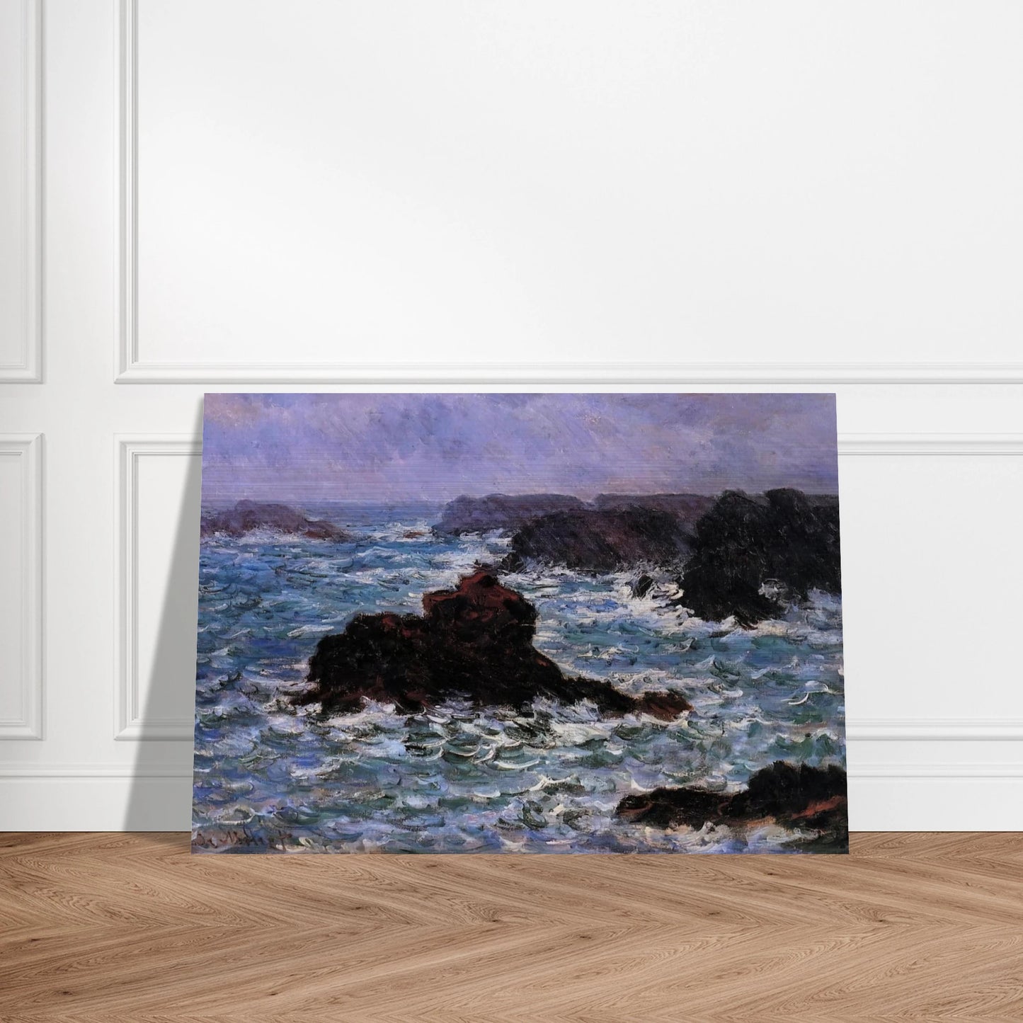 Belle-Ile, Rain Effect - claude monet Brushed Aluminum Print - 70x100 cm / 28x40 inches | claude monet Aluminum Print | claude monet Prints