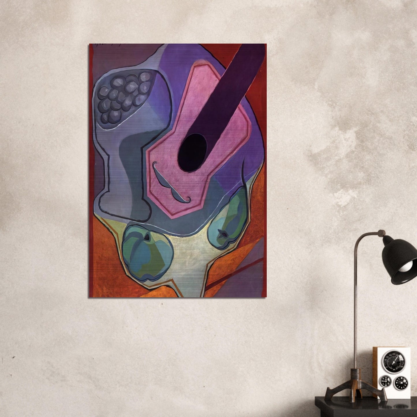 VIOLIN WITH FRUIT 1924 - Juan Gris Brushed Aluminum Print - 70x100 cm / 28x40 inches | Juan Gris Aluminum Print | Juan Gris Prints