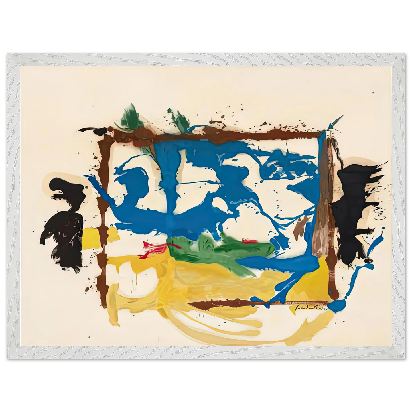 Helen Frankenthaler - Swan Lake I, 1961- Wall Art - 30x40 cm / 12x16 inches - Premium Wooden Framed Poster With Fine Art Paper-canvas - White frame