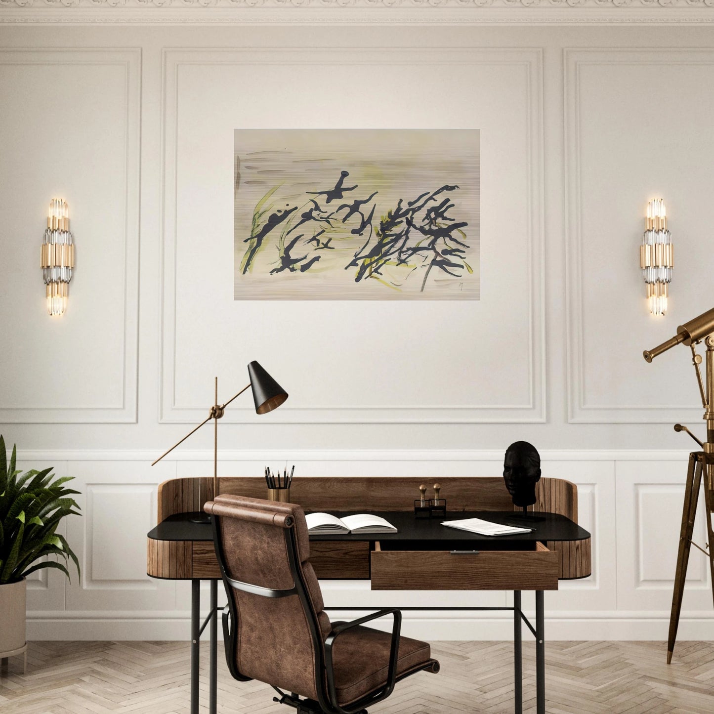 Composition - Surrealism, Tachisme - Henri Michaux Brushed Aluminum Print - 70x100 cm / 28x40 inches | Henri Michaux Aluminum Print | Henri Michaux Prints