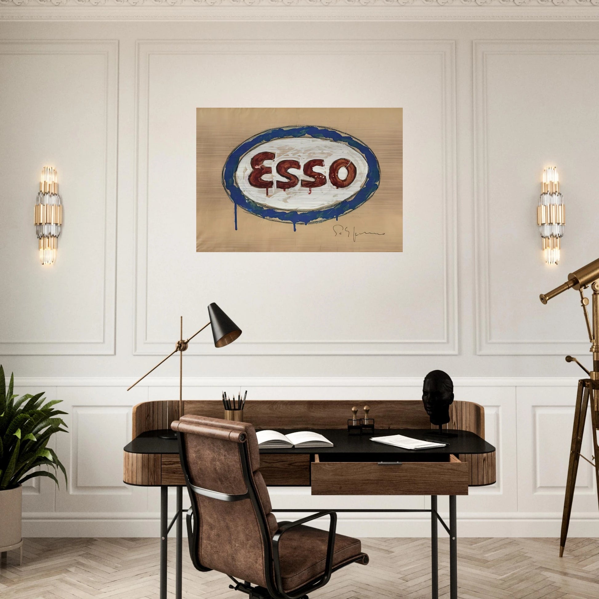 Esso - Pop Art - Mario Schifano Brushed Aluminum Print - 70x100 cm / 28x40 inches | Mario Schifano Aluminum Print | Mario Schifano Prints