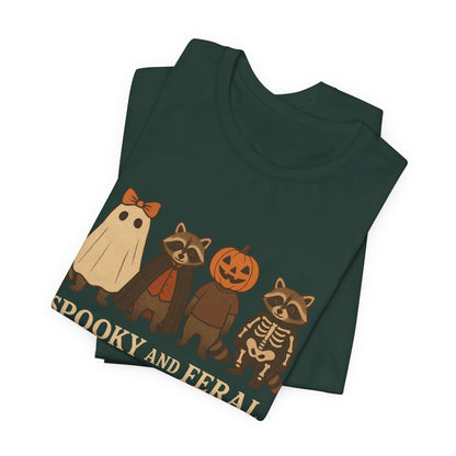 Camiseta de mapache espeluznante, divertida camiseta gráfica de Halloween, bonita camiseta vintage de otoño, moderna camiseta de Halloween para mujer, camiseta de mapache salvaje