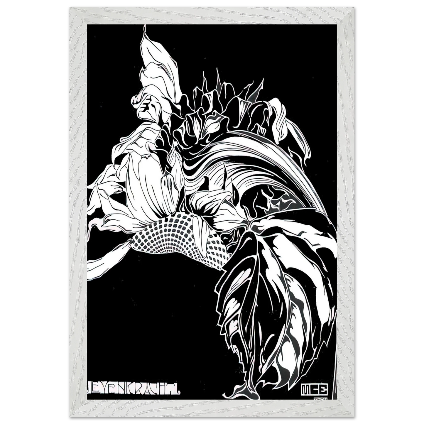 MC Escher - LIFE FORCE Wall Art - 60x80 cm / 24x32 inches - Premium Wooden Framed Poster With Fine Art Paper - Black frame