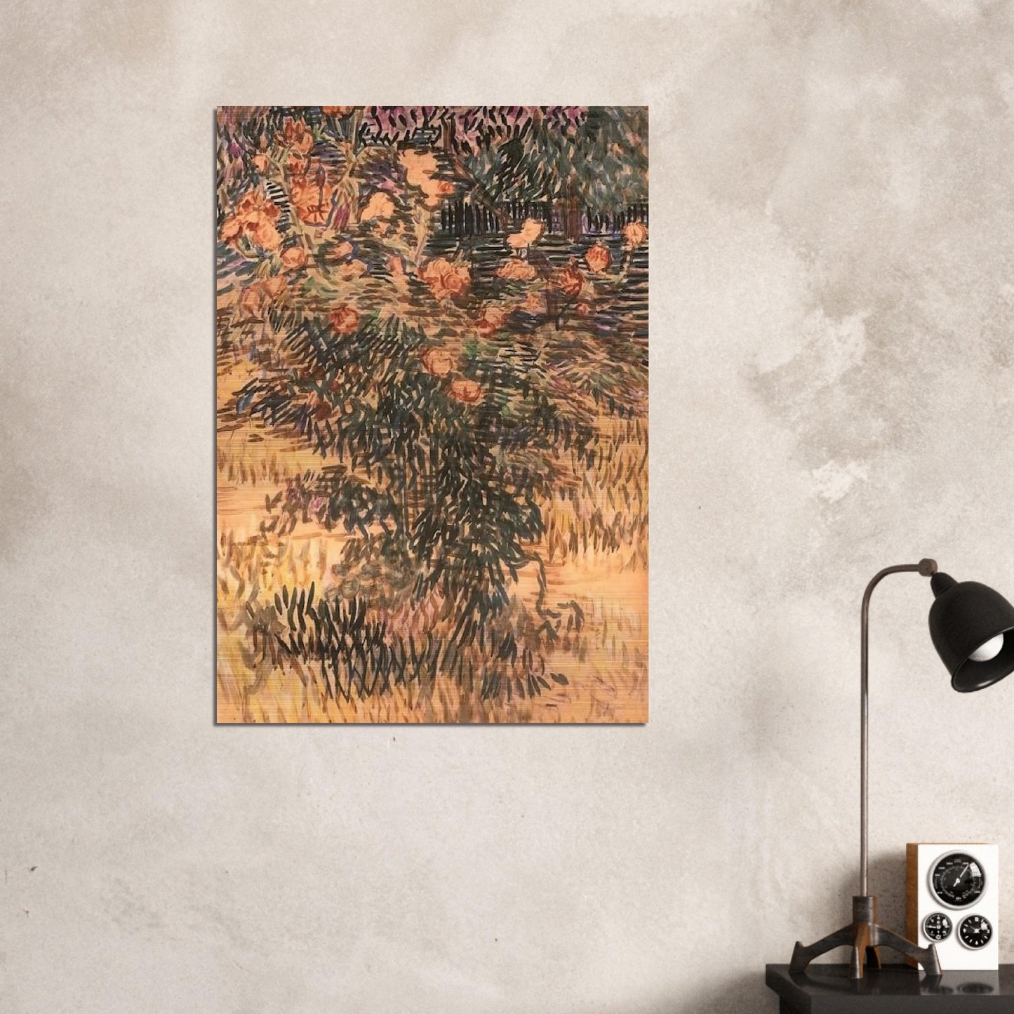 Oleanders, the Hospital Garden at Saint-Remy - Vincent van Gogh Brushed Aluminum Print - 70x100 cm / 28x40 inches | Vincent van Gogh Aluminum Print | Vincent van Gogh Prints