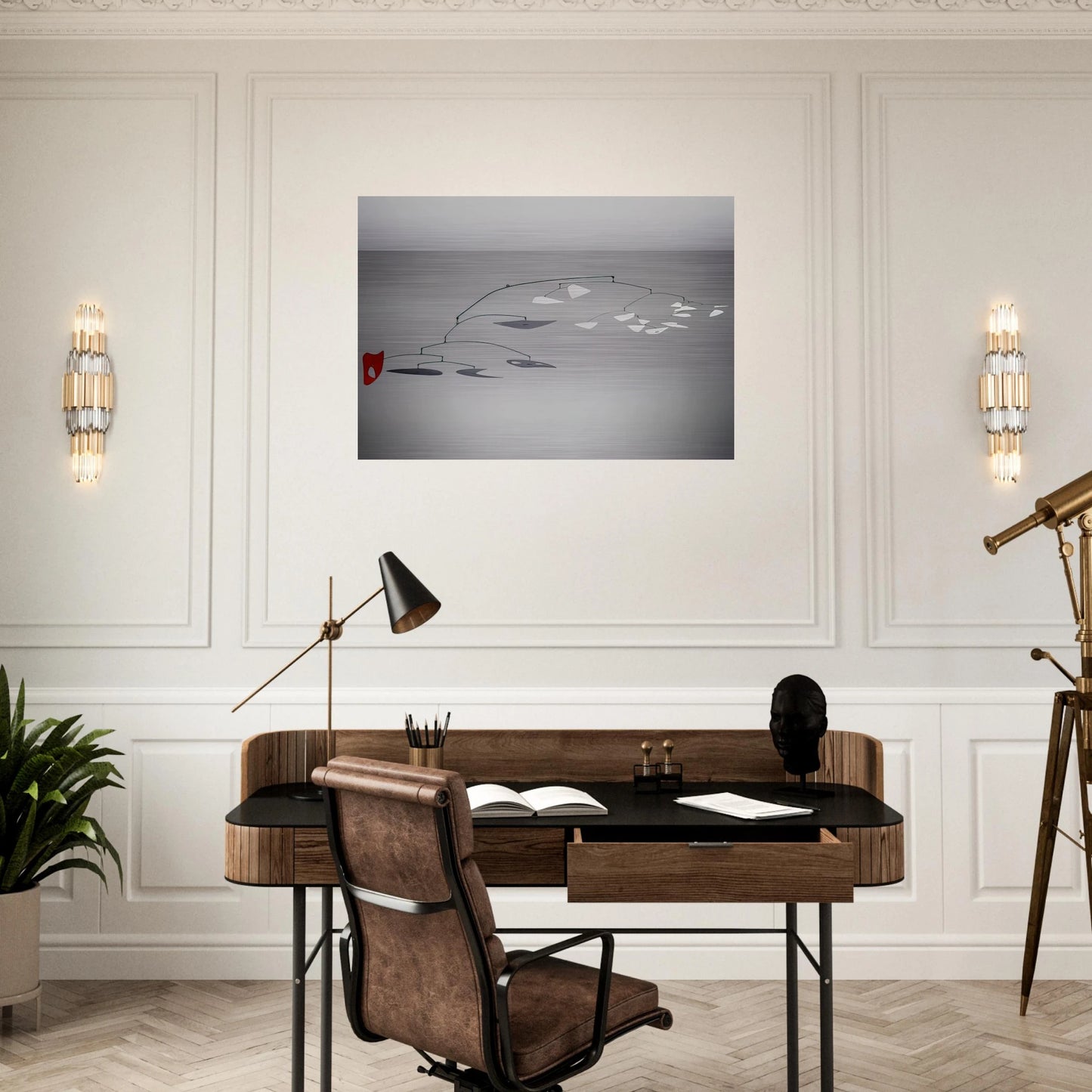 1 RED 4 BLACK PLUS X WHITE 1947 - Alexander Calder Brushed Aluminum Print - 70x100 cm / 28x40 inches | Alexander Calder Aluminum Print | Alexander Calder Prints