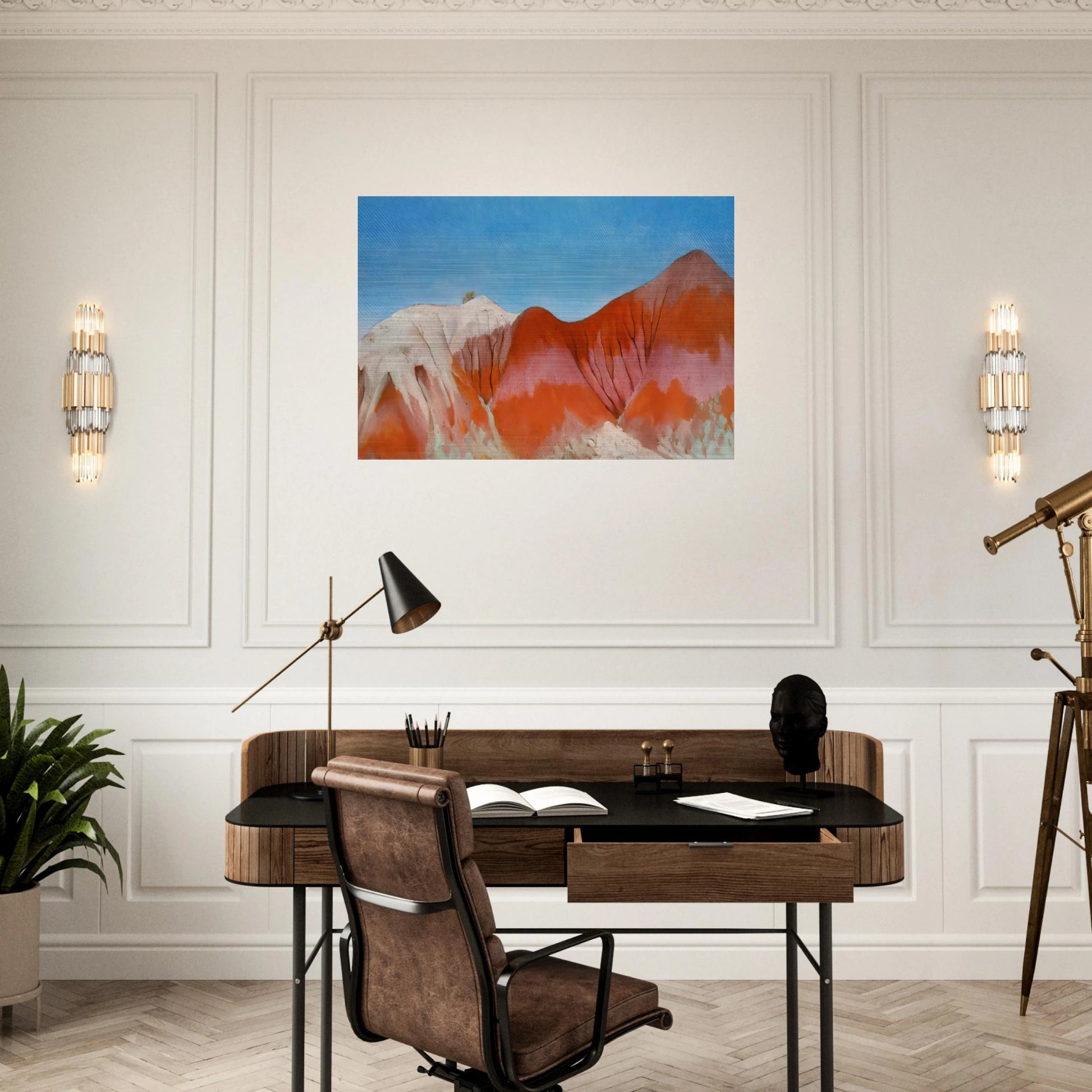 Series near abiquiu, New Mexico - Hills to the left - Georgia O'Keeffe Brushed Aluminum Print - 70x100 cm / 28x40 inches | Georgia O'Keeffe Aluminum Print | Georgia O'Keeffe Prints