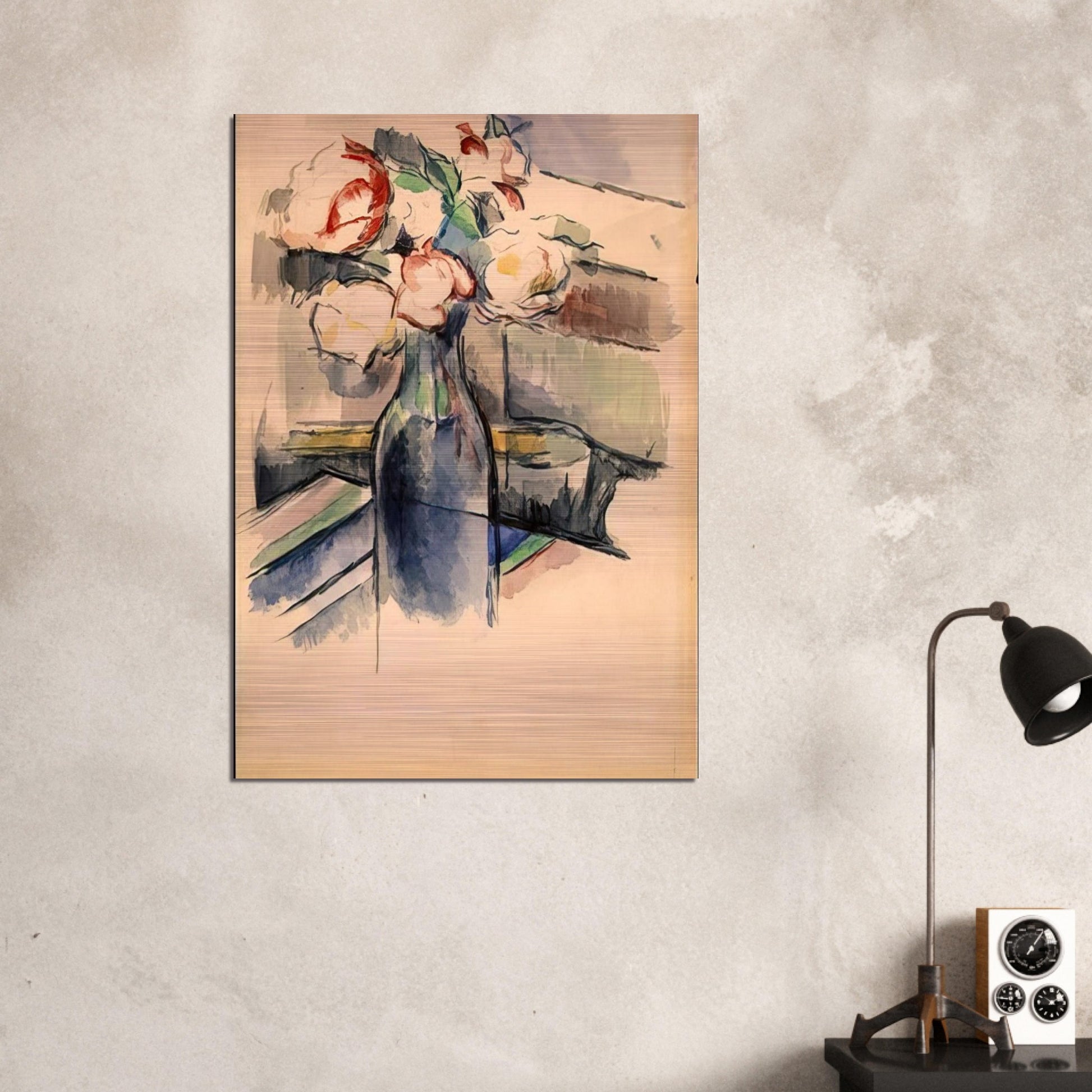 Roses in a Bottle - Paul Cézanne Brushed Aluminum Print - 70x100 cm / 28x40 inches | Paul Cézanne Aluminum Print | Paul Cézanne Prints