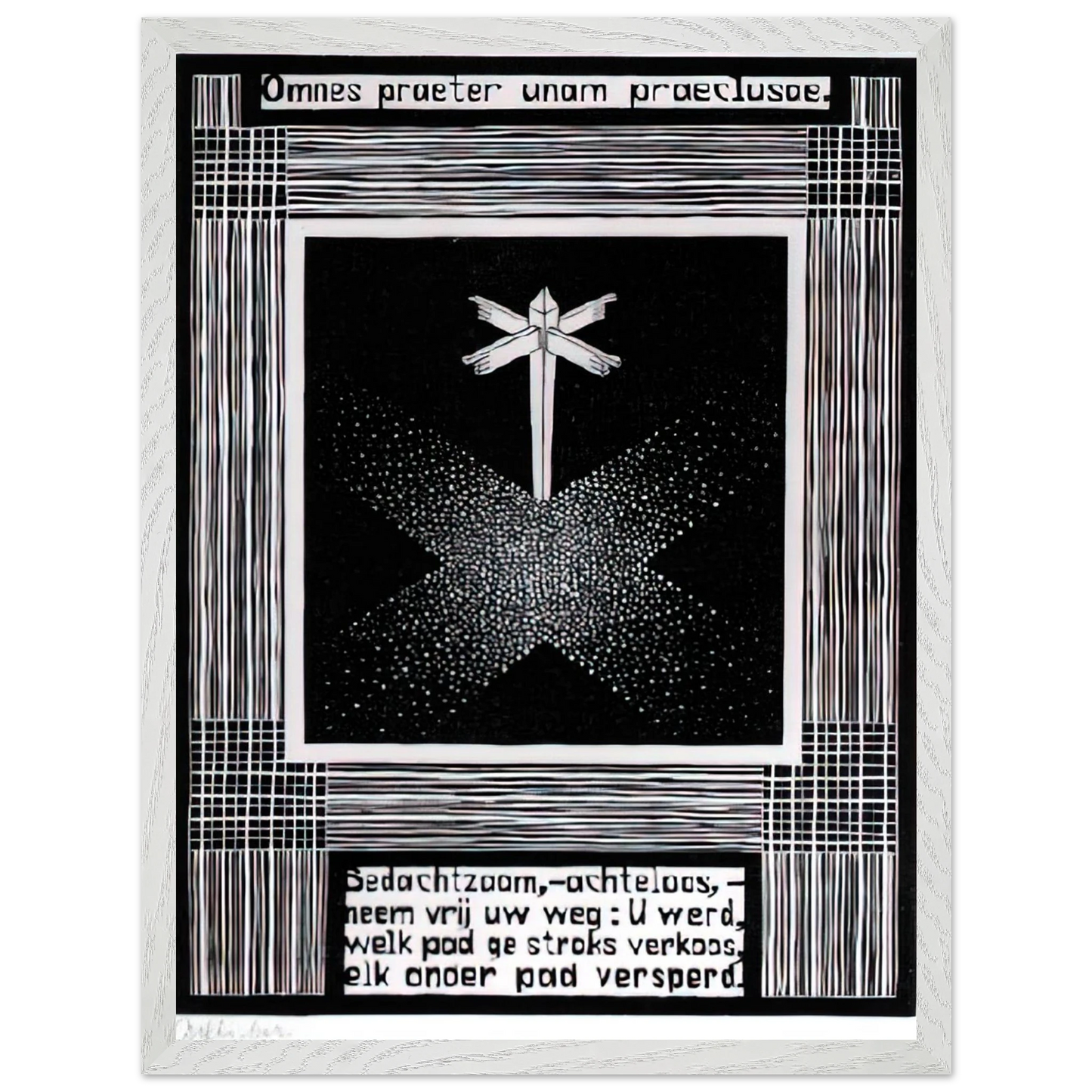 MC Escher - EMBLEMATA SIGNPOST Wall Art - 30x40 cm / 12x16 inches - Premium Wooden Framed Poster With Fine Art Paper - Black frame
