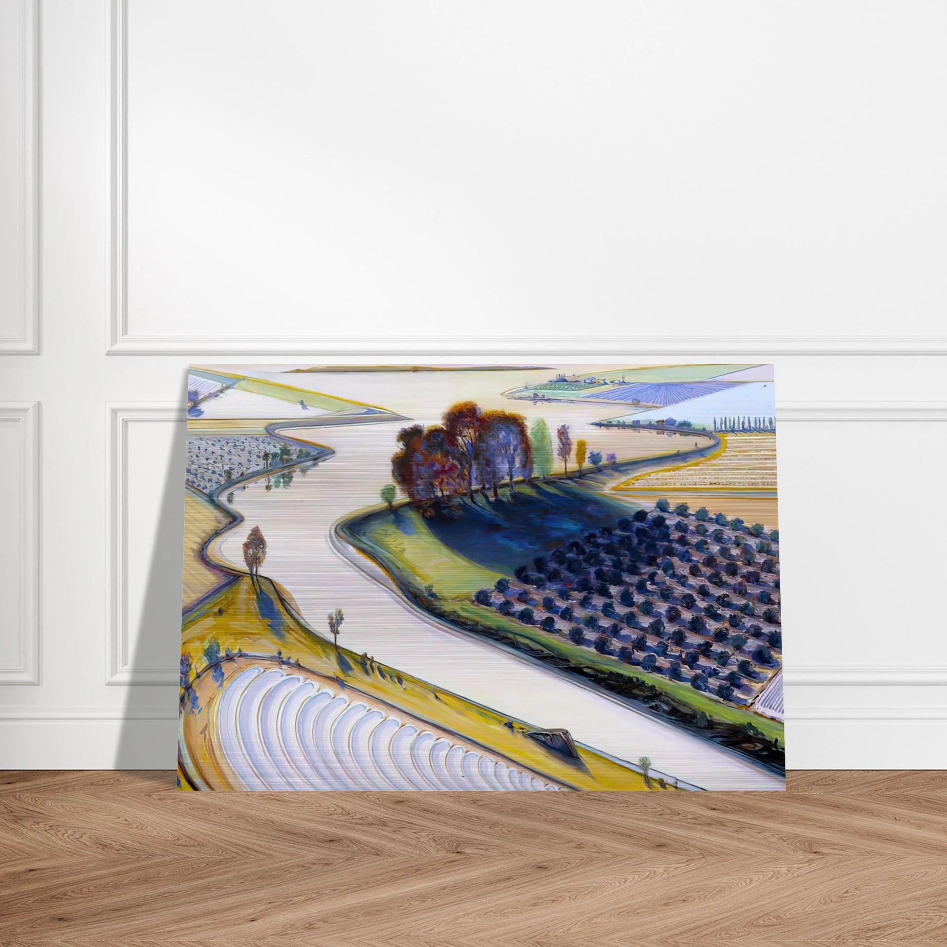 Flatland River - 1997 - Wayne Thiebaud Brushed Aluminum Print - 70x100 cm / 28x40 inches | Wayne Thiebaud Aluminum Print | Wayne Thiebaud Prints