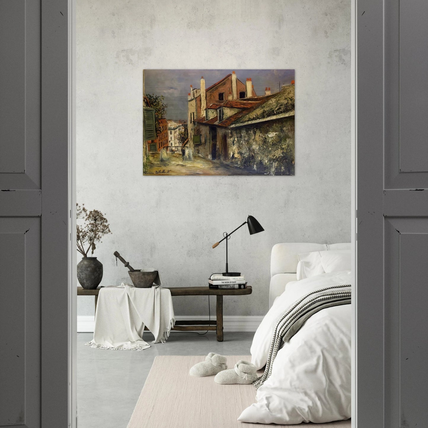 THE HOUSE OF MIMI PINSON IN MONTMARTRE - Maurice Utrillo Brushed Aluminum Print - 70x100 cm / 28x40 inches | Maurice Utrillo Aluminum Print | Maurice Utrillo Prints