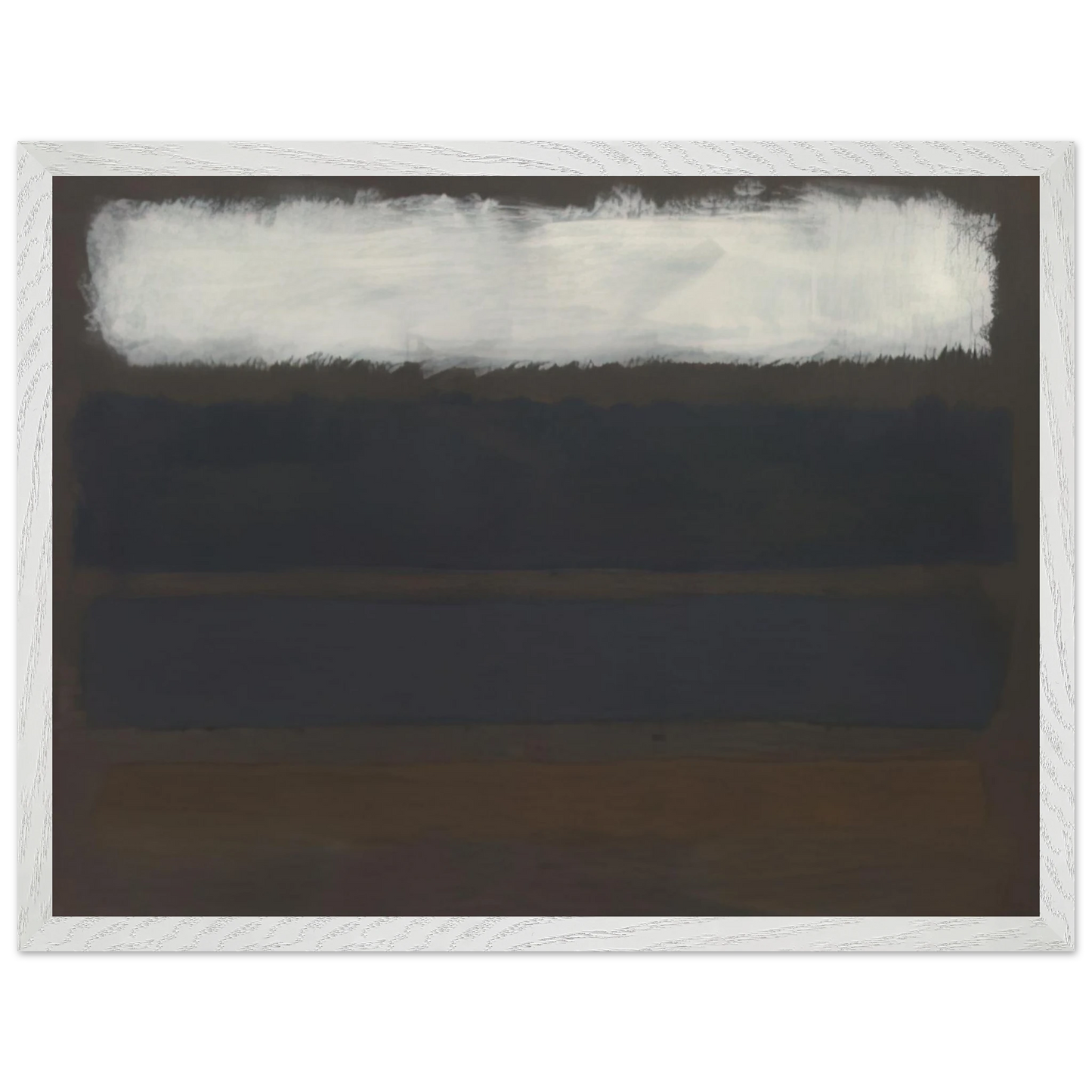 Mark Rothko - No. 14 Horizontals, White over Darks - 1961 Wall Art - 30x40 cm / 12x16 inches - Premium Wooden Framed Poster With Fine Art Paper - White frame