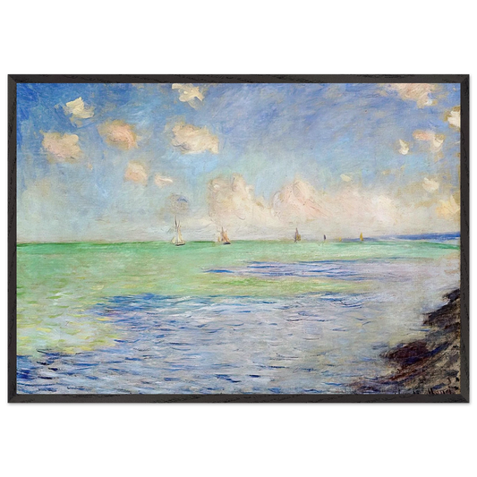 The Sea at Pourville - claude monet 70x100 cm / 28x40 inches Framed Art Print – Black Wooden Frame