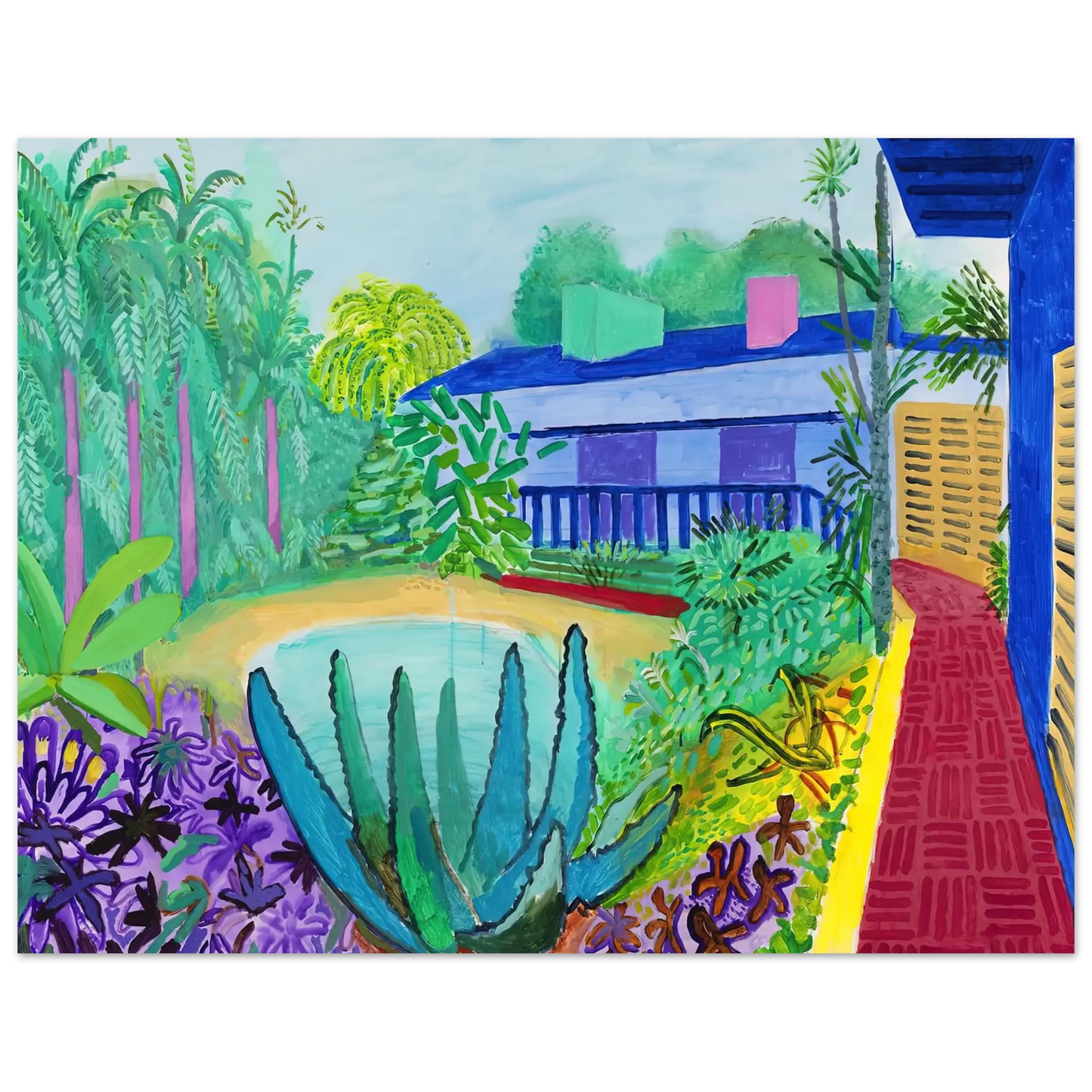David Hockney - David Hockney Wall art - 27x35 cm / 11x14 Inches - Premium Wooden Framed Poster With Fine Art Paper - White frame